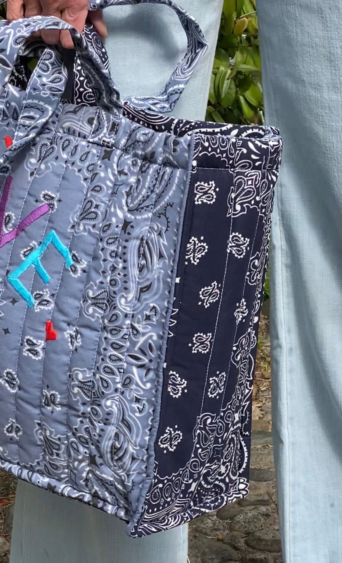 Borsa maxi bandana navy~chambray