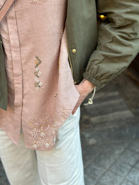 Camicia ricami Cipria