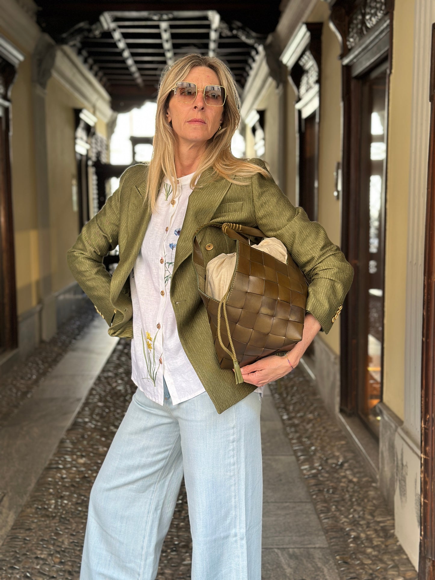 Borsa intreccio kaki