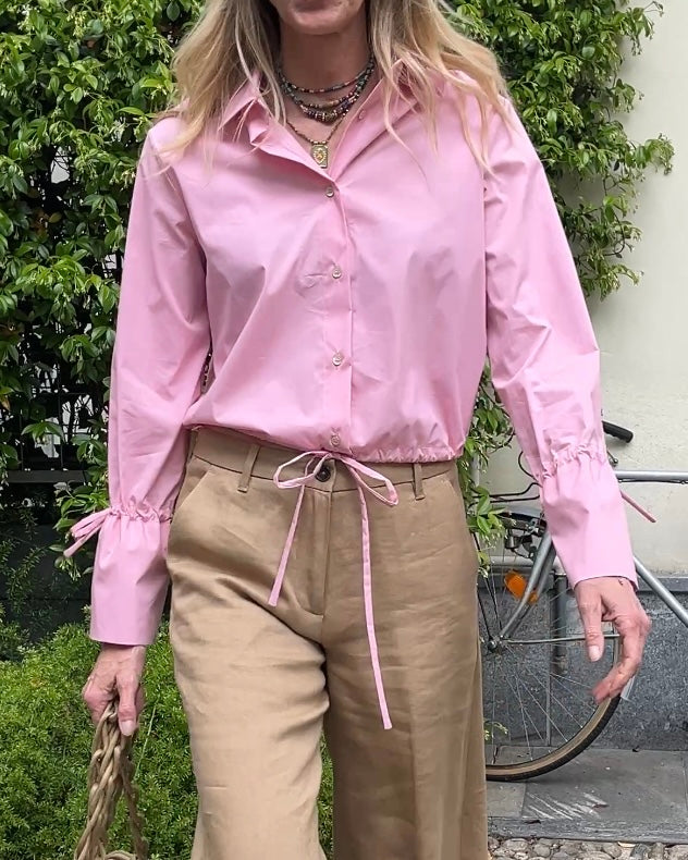 Camicia crop rosa