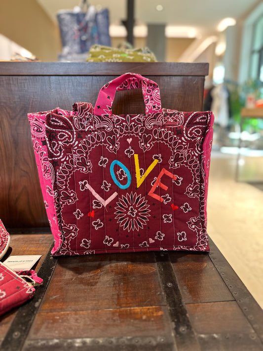Borsa midi bandana pink~bordeaux