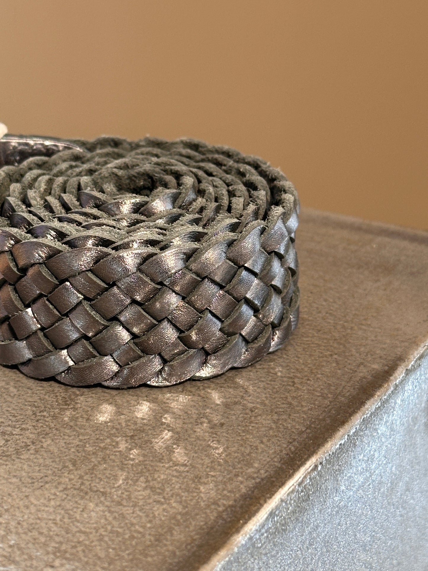 Cintura intreccio in pelle silver