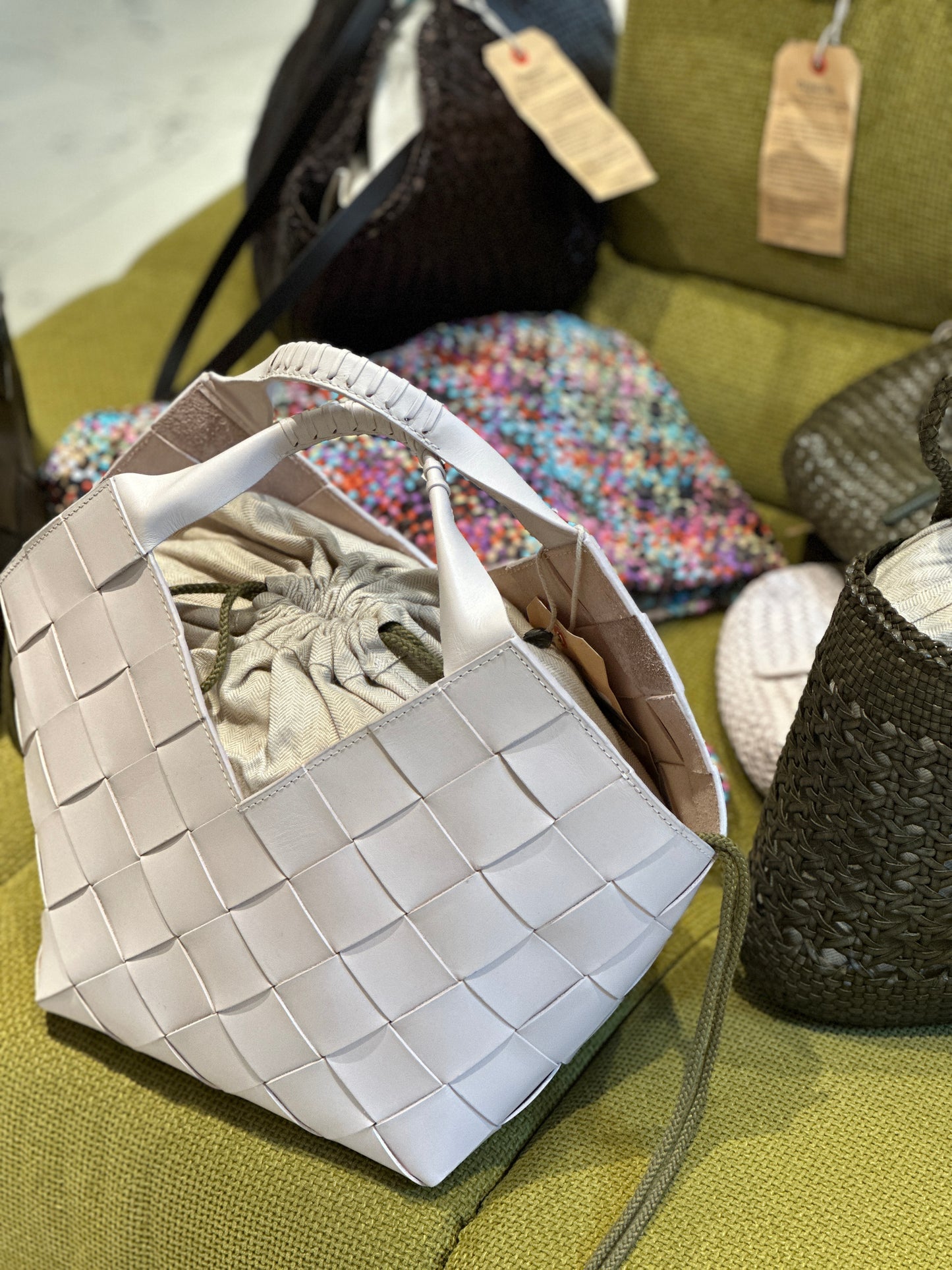 Borsa intreccio latte