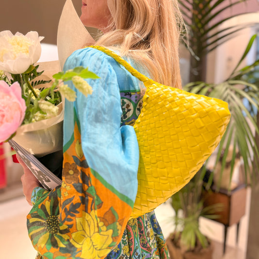 Borsa in pelle intrecciata Limone